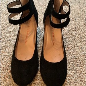 Black suede wedges